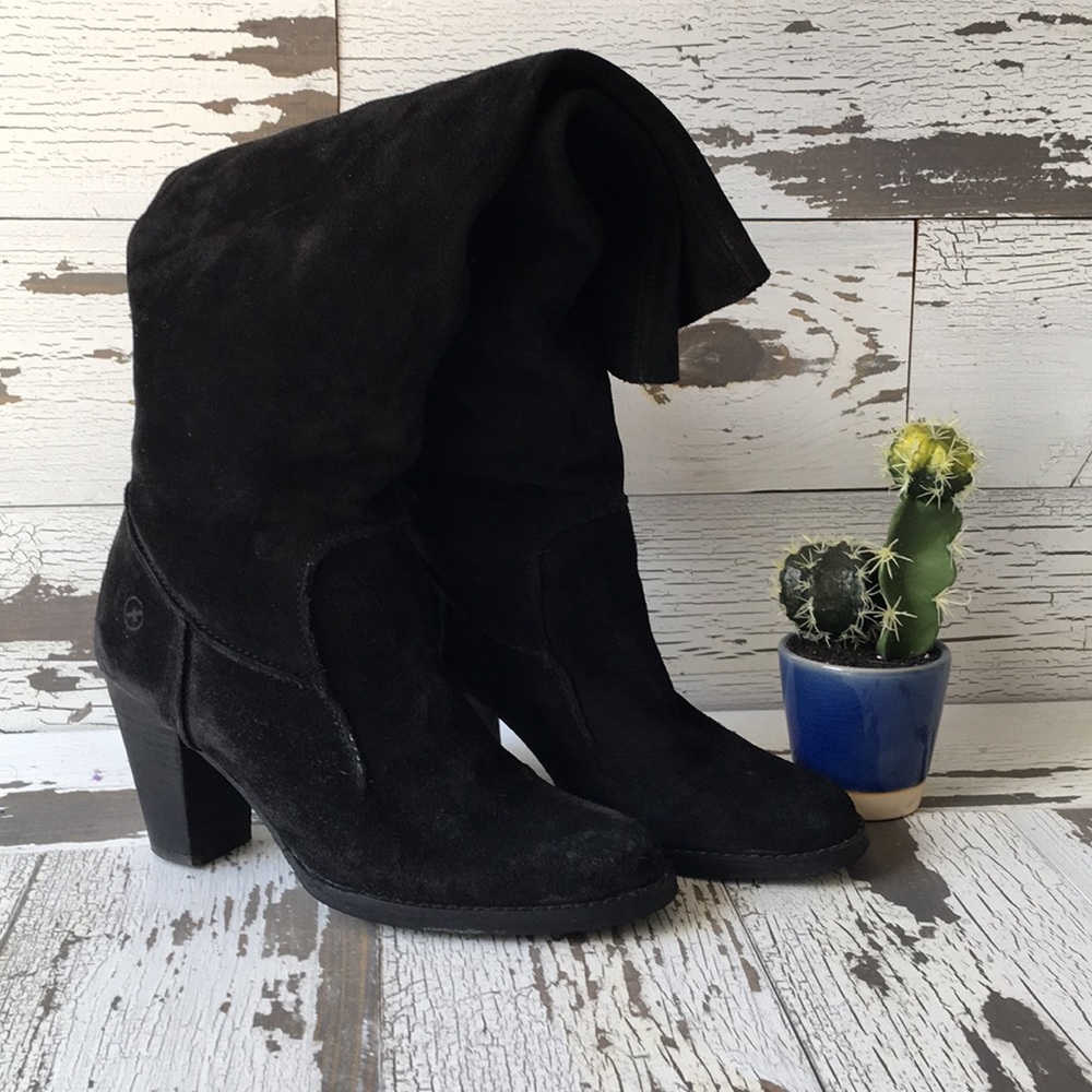 Black suede soft slouchy Bronx boots